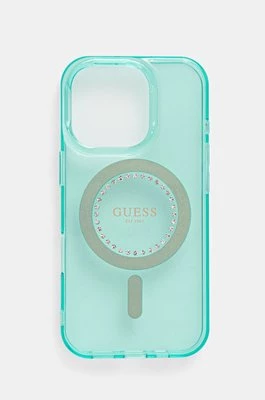 Guess etui na telefon iPhone 16 Pro 6.3 kolor zielony GUHMP16LPFTDTEN