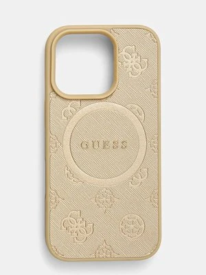 Guess etui na telefon iPhone 16 Pro 6.3 kolor złoty GUHMP16LPSAPSMED