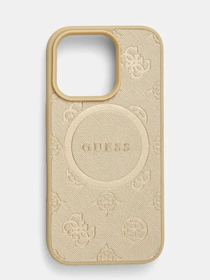 Guess etui na telefon iPhone 16 Pro 6.3 kolor złoty GUHMP16LPSAPSMED