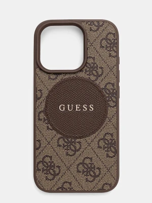 Guess etui na telefon iPhone 16 Pro brązowy