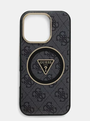 Guess etui na telefon iPhone 16 Pro kolor czarny GUHMP16LHG4PRTGK