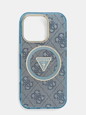 Guess etui na telefon iPhone 16 Pro kolor niebieski GUHMP16LHG4PRTGB
