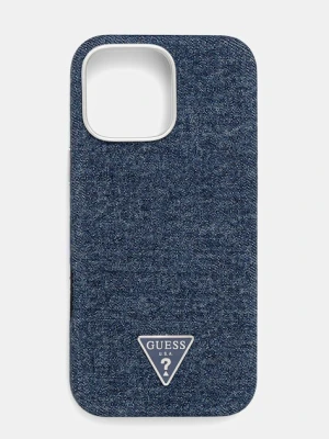 Guess etui na telefon iPhone 16 Pro Max kolor niebieski GUHMP16XRJFWTLB