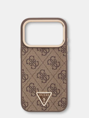 Guess etui na telefon z imitacji skóry iPhone 17 Pro brązowy