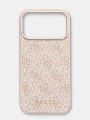 Guess etui na telefon z imitacji skóry iPhone 17 Pro Max różowy