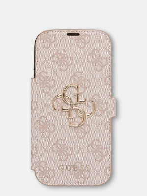 Guess etui na telefon z imitacji skóry iPhone 17 Pro różowy