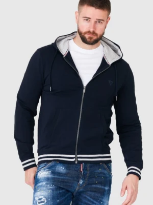 GUESS Granatowa bluza męska z kapturem na zamek, Rozmiar S