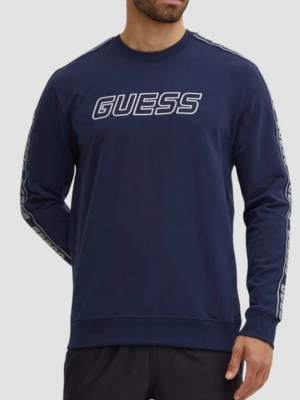 GUESS Granatowa męska bluza z lampasami Arlo Cn, Rozmiar M