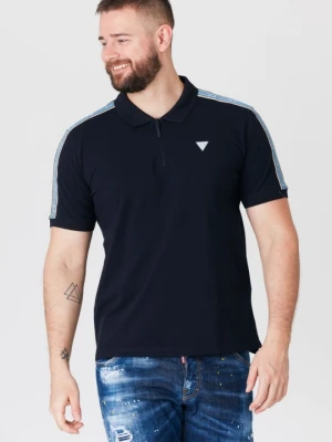 GUESS Granatowa męska koszulka polo z lampasami, Rozmiar S