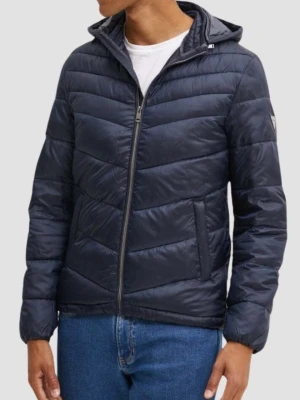 GUESS Granatowa męska kurtka z kapturem Super Light Puffa Jacket, Rozmiar M