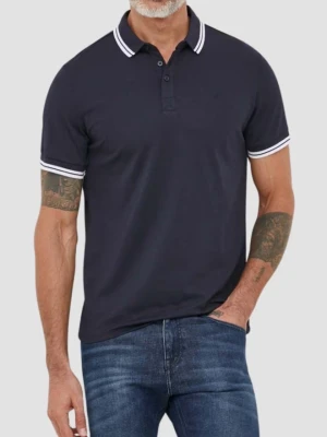GUESS Granatowe męskie polo Pique