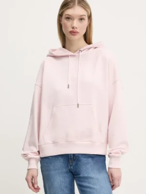 Guess Jeans bluza bawełniana damska kolor różowy z kapturem W5RQ27 K68I4