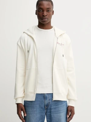 Guess Jeans bluza bawełniana męska kolor beżowy z kapturem z nadrukiem M5YQ15 KCPR1