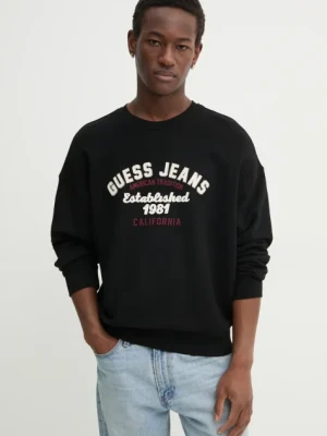 Zdjęcie produktu Guess Jeans bluza bawełniana męska kolor czarny z nadrukiem M5RQ35 KCPR1