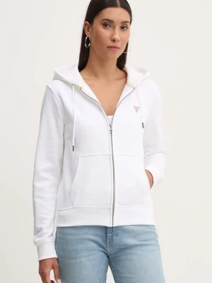 Guess Jeans bluza damska kolor biały z kapturem gładka W4YQ03 KC811