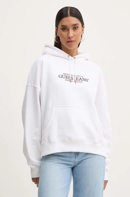 Guess Jeans bluza damska kolor biały z kapturem z aplikacją W4YQ15 KC811