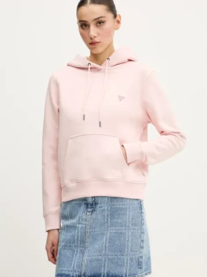 Guess Jeans bluza damska kolor pomarańczowy z kapturem gładka W4YQ04 KC811