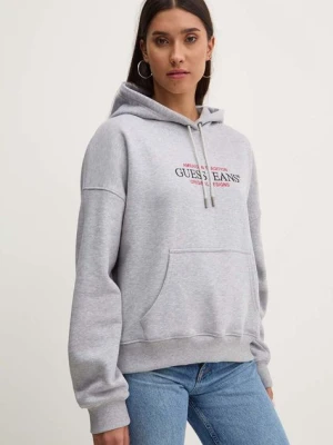 Guess Jeans bluza damska kolor szary z kapturem W4YQ15 KC811