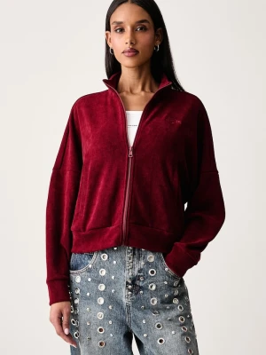 Guess Jeans bluza damska sztruksowa bordowy