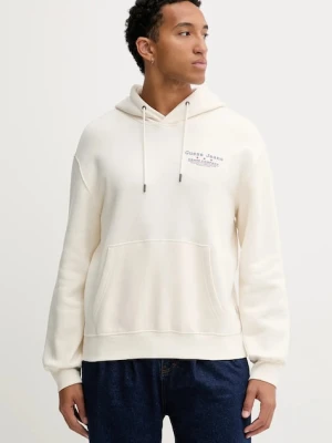 Guess Jeans bluza męska kolor beżowy z kapturem wzorzysta M5BQ27 K9V31