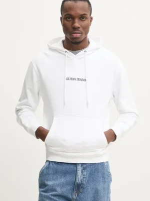 Guess Jeans bluza męska kolor biały z kapturem z aplikacją M5RQ38 KCPR1