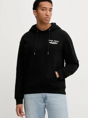 Guess Jeans bluza męska kolor czarny z kapturem wzorzysta M5BQ27 K9V31