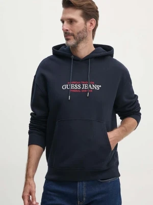 Guess Jeans bluza męska kolor granatowy z kapturem z aplikacją M4YQ23 K9V31