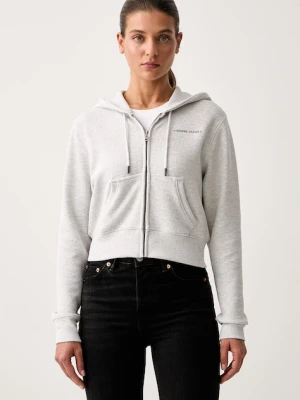 Guess Jeans bluza rozpinana damska z bawełną szary