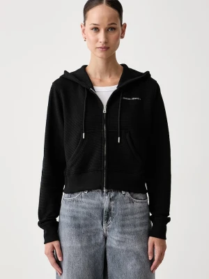 Guess Jeans bluza rozpinana damska z bawełną czarny