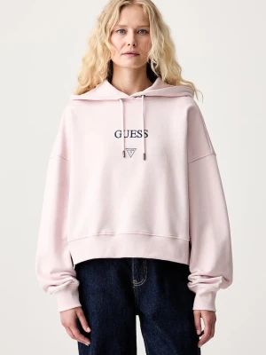 Guess Jeans bluza z kapturem damska bawełniana różowy