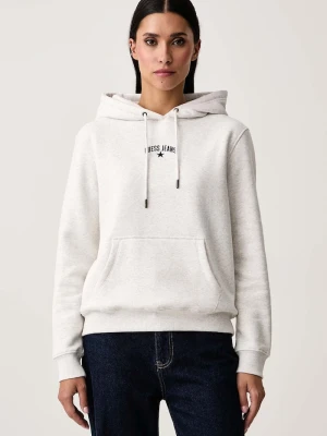 Guess Jeans bluza z kapturem damska z bawełną szary