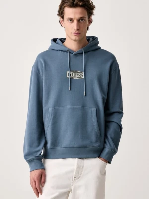 Guess Jeans bluza z kapturem męska bawełniana niebieski