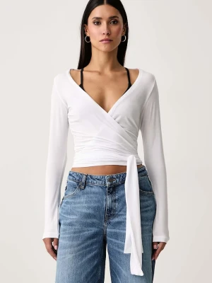 Guess Jeans bluzka kopertowa damska z modalem biały
