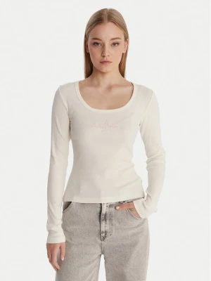 Guess Jeans Bluzka W6RP24 KA0H1 Écru Slim Fit Kremowy
