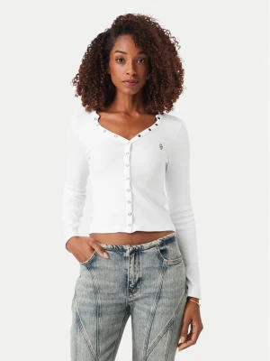 Guess Jeans Bluzka W6YP03 K3647 Biały Slim Fit