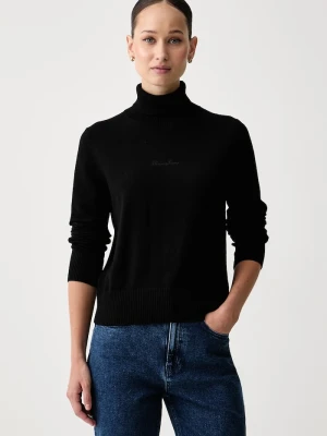 Guess Jeans golf damski z dodatkiem jedwabiu czarny