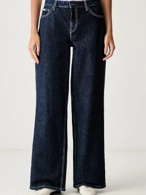 Guess Jeans jeansy wide leg damskie granatowy