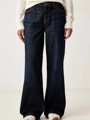 Guess Jeans jeansy wide leg damskie granatowy