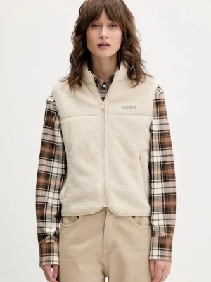 Guess Jeans kamizelka damska kolor beżowy gładka W5BQ19 K1042