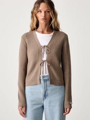 Guess Jeans kardigan damski z wiskozą beżowy