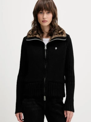 Guess Jeans kardigan z dodatkiem wełny damski kolor czarny W5BR11 Z0561
