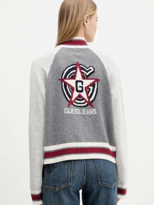 Guess Jeans kardigan z dodatkiem wełny damski kolor szary lekki W5BR12 Z0561