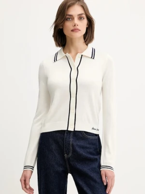 Guess Jeans kardigan z domieszką wełny damski kolor beżowy lekki W5YR32 Z3HO2