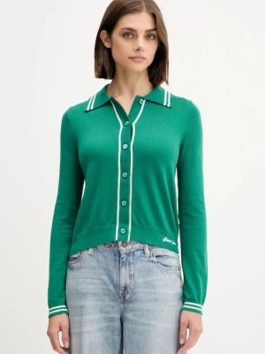Guess Jeans kardigan z domieszką wełny damski kolor zielony lekki W5YR32 Z3HO2
