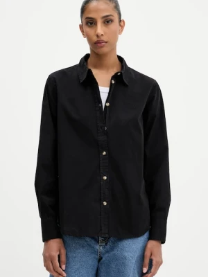 Guess Jeans koszula bawełniana damska kolor czarny regular z kołnierzykiem klasycznym W4YH68 WGCF1