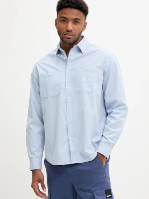 Guess Jeans koszula bawełniana męska kolor niebieski regular z kołnierzykiem klasycznym M4YH37 WGCF1