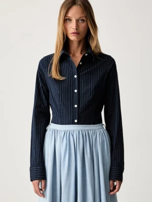 Guess Jeans koszula damska bawełniana z elastanem granatowy