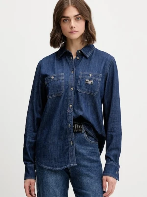 Guess Jeans koszula jeansowa damska kolor granatowy regular z kołnierzykiem klasycznym W5YH37 D5M8D