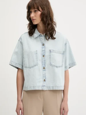 Guess Jeans koszula jeansowa damska kolor niebieski relaxed z kołnierzykiem klasycznym W5GH0F D5M83