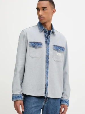 Guess Jeans koszula jeansowa męska kolor niebieski relaxed z kołnierzykiem klasycznym M5YH71 D5M56